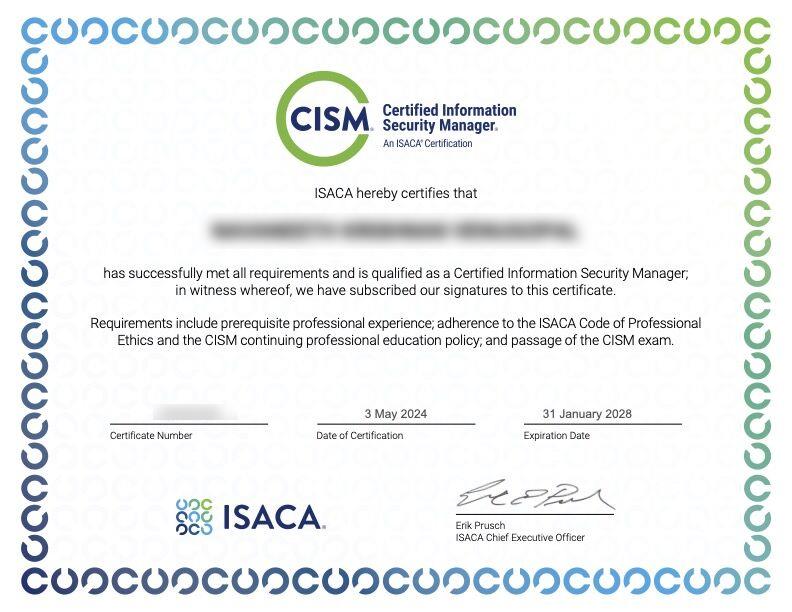 CISM Certificate