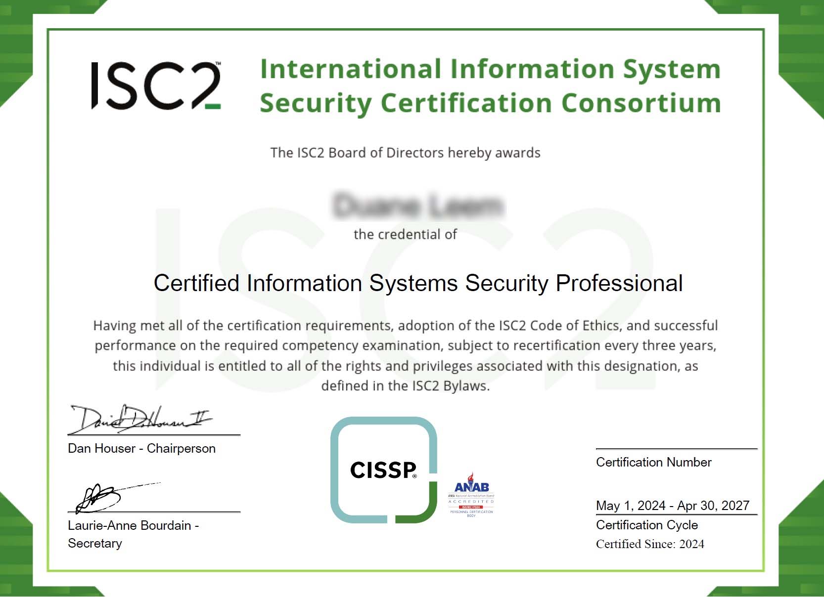 CISSP Certificate