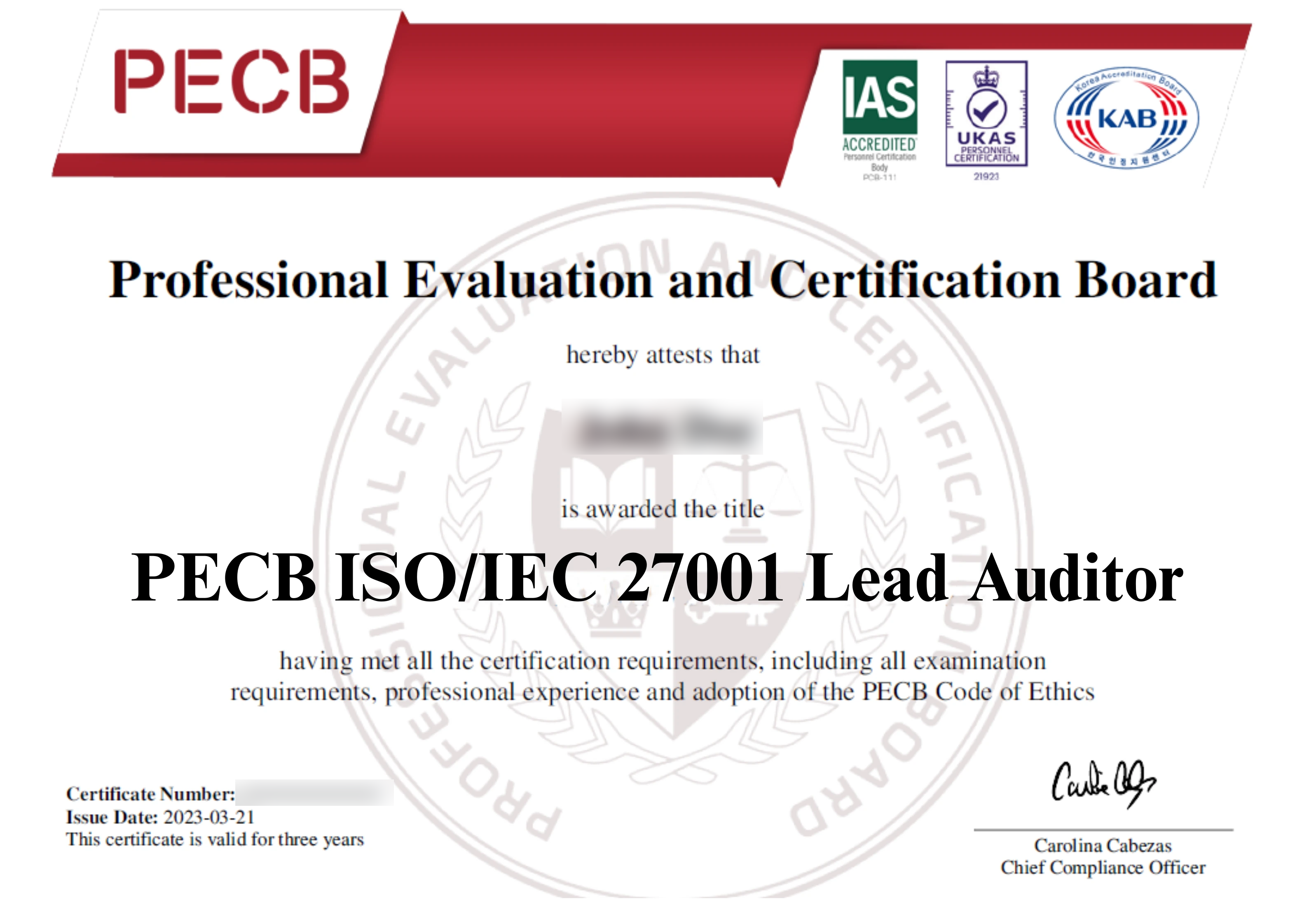 ISO 27001 Certificate